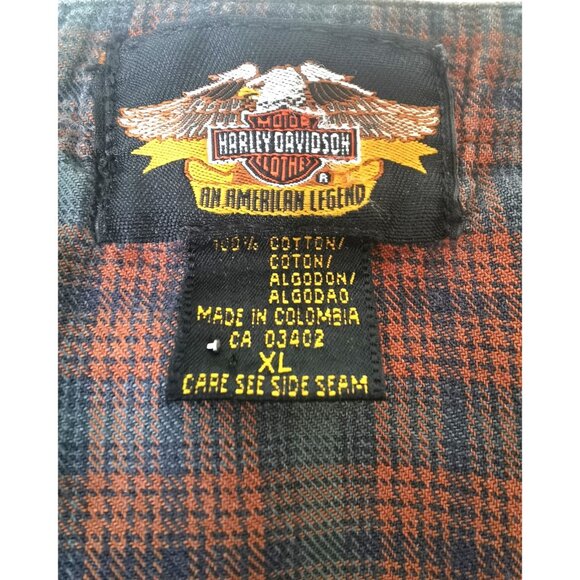 Men's Night Shirt Harley Davidson Flannel Long Sleeve Vintage XL - Picture 3 of 11